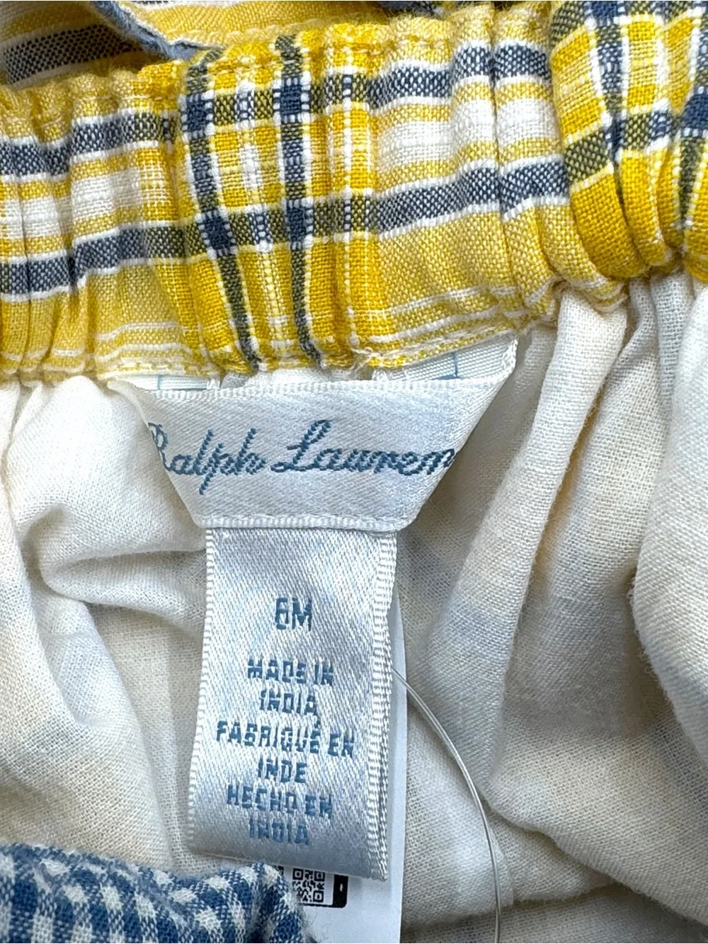 NWT Ralph Lauren Baby 2-Piece Plaid Cotton Dobby Romper & Sun Hat Set Size 6M